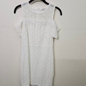 White Lace Cold Shoulder Summer  Dress Size S |‎ Feminine Boho | Charlotte Russe